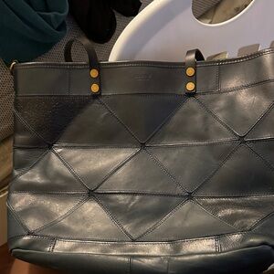 Stylish Navy Leather Tote Bag